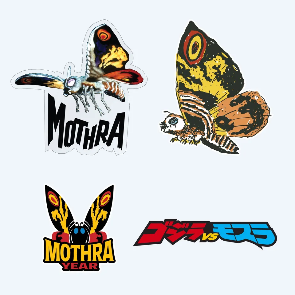 mothra-sticker-4-pack-vinyl-aufkleber-set-bunt image 1