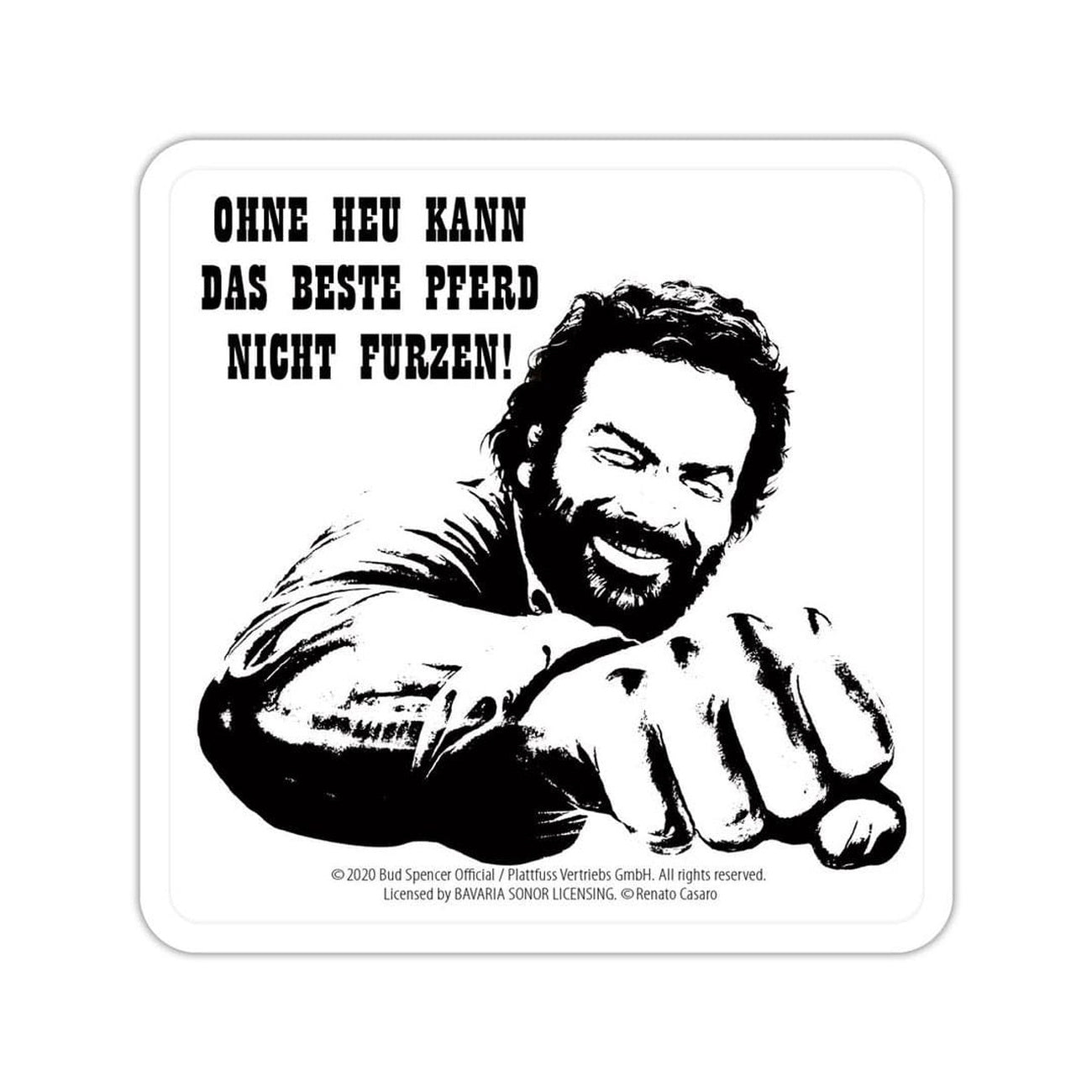 elbenwald-bud-spencer-bierdeckel-blech-faust-pferd-10x10-cm image 1