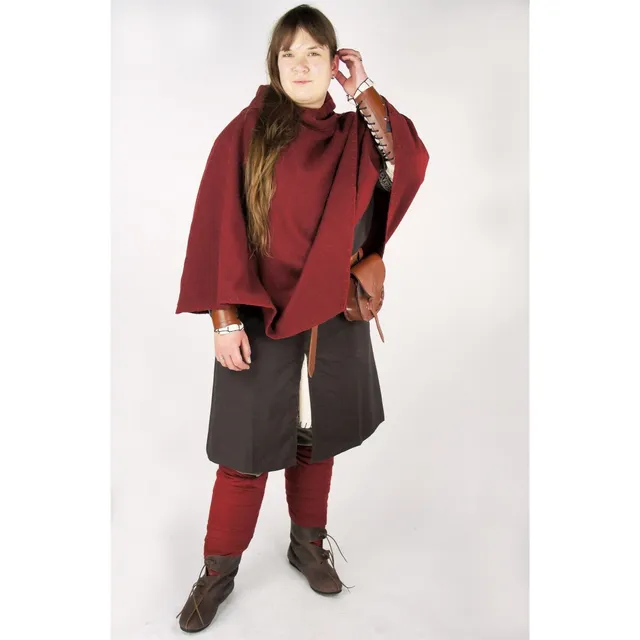 elbenwald-egill-gugel-rot-mit-stickerei-mittelalter-kopfbedeckung image 1