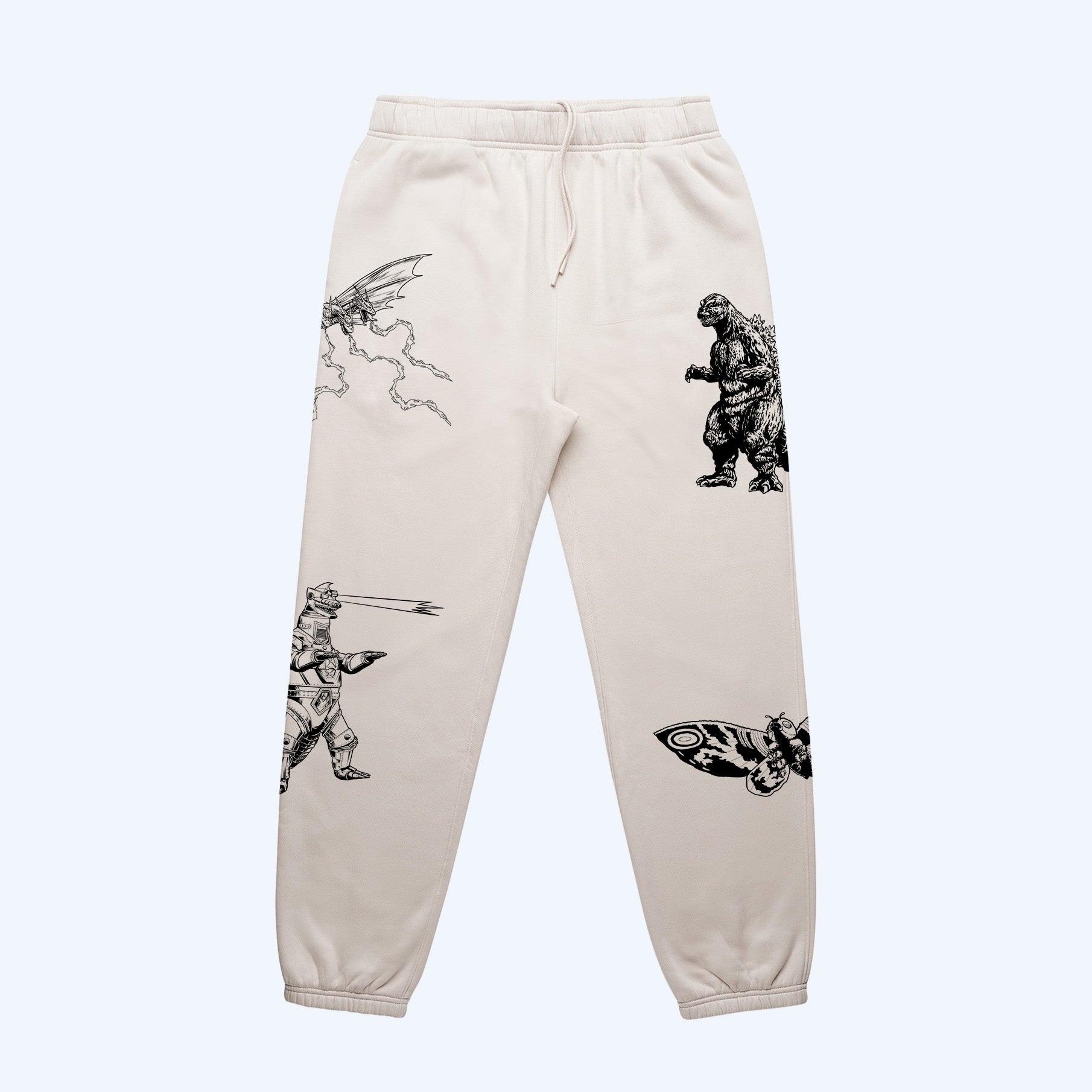 godzilla-kaiju-print-sweatpants-jogginghose-creme image 6
