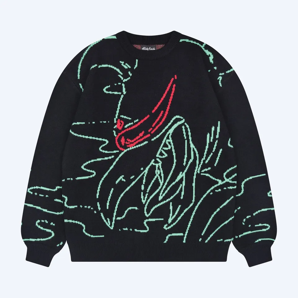 gigan-sweater-strickpullover-schwarz-line-art-steady-hands image 1