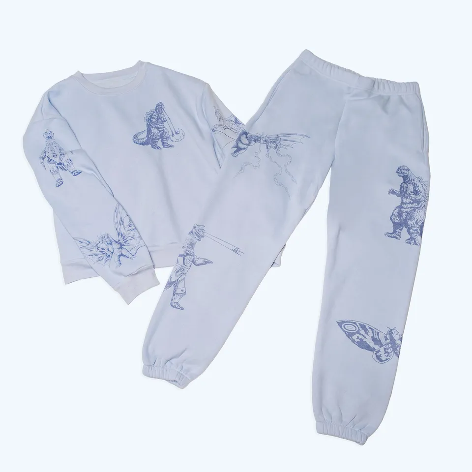 godzilla-apparel-kaiju-print-sweatsuit-set-blau-jogginganzug image 1