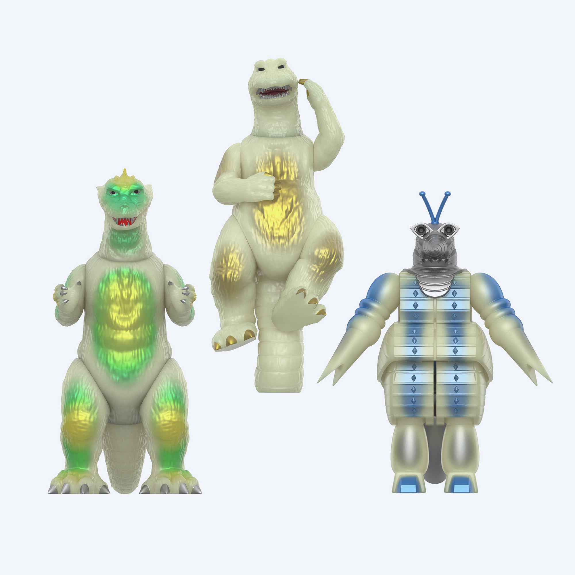godzilla-collectibles-toho-reaction-figur-glow-in-the-dark-3er-set image 1