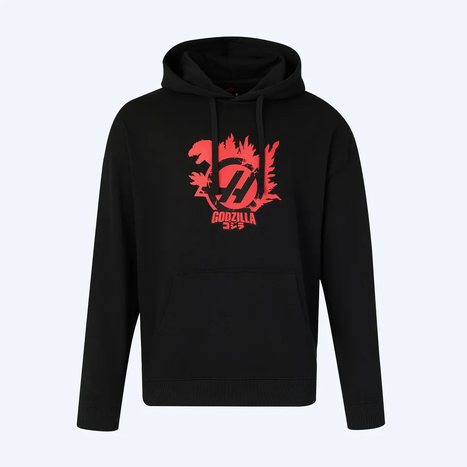 godzilla-x-haas-team-hoodie-schwarz-kapuzenpullover-baumwolle image 1