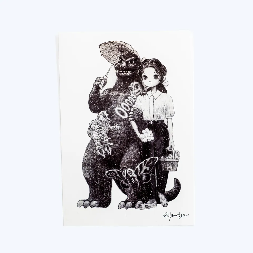 godzilla-home-games-stickymonger-art-postkarte-papier image 1