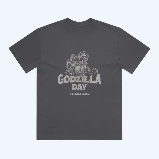 godzilla-day-2025-t-shirt-graphit-schwarz-baumwolle-vintage image 1