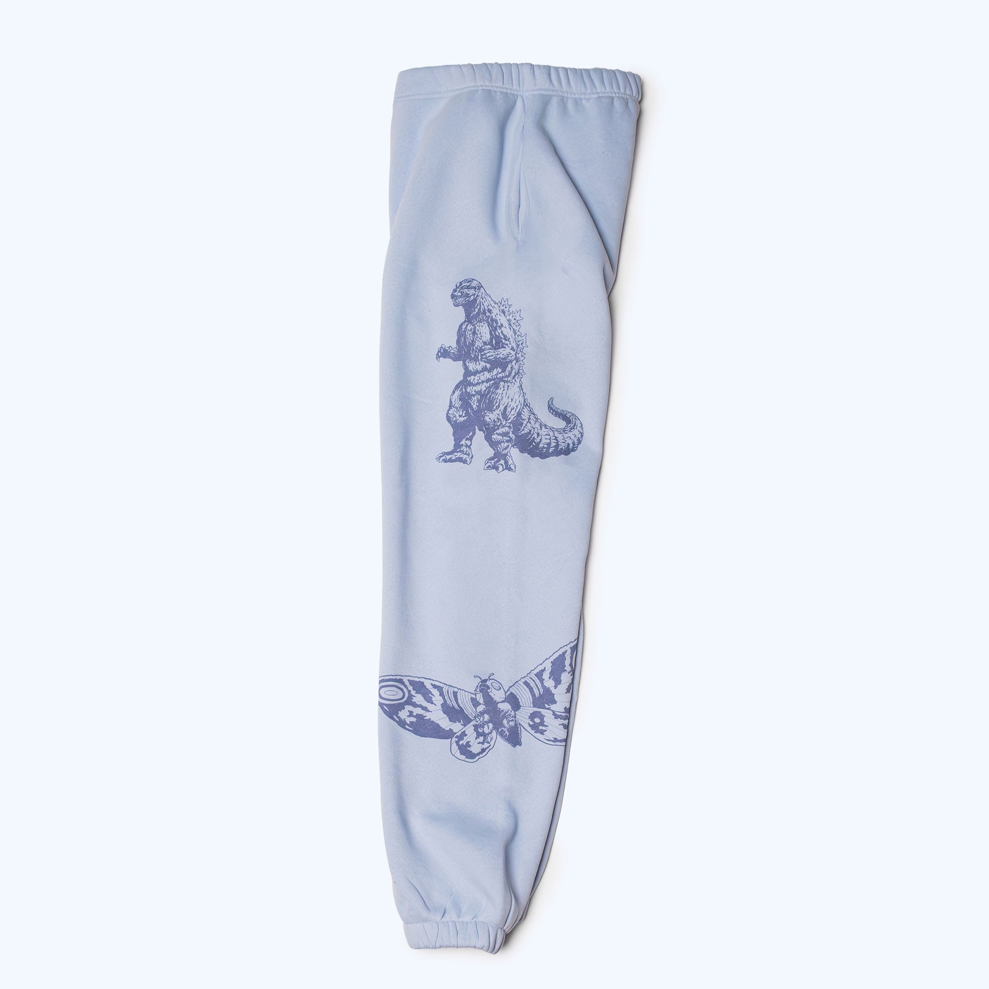 godzilla-kaiju-print-sweatpants-jogginghose-blau-baumwolle image 3