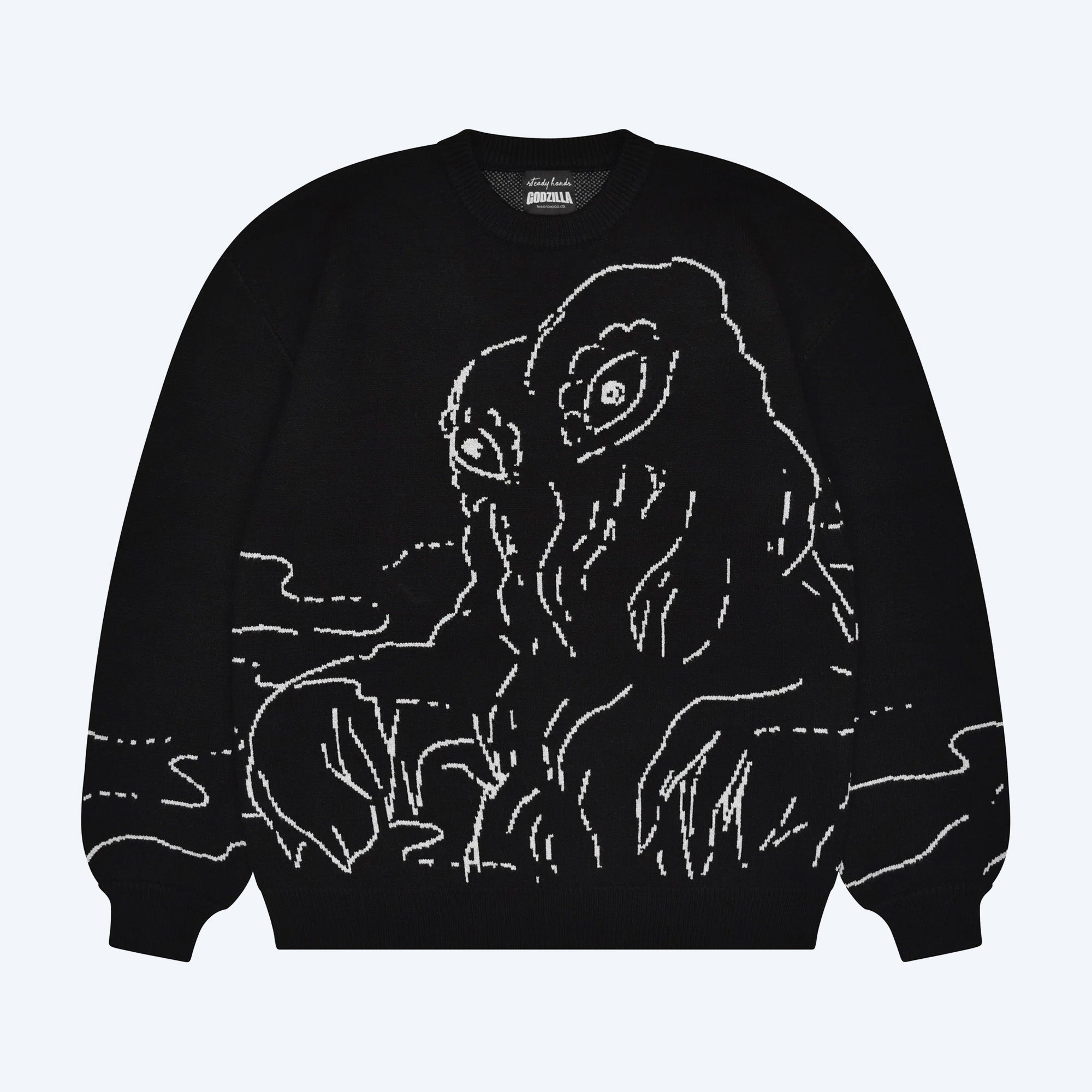 godzilla-hedorah-sweater-schwarz-strickpullover image 1
