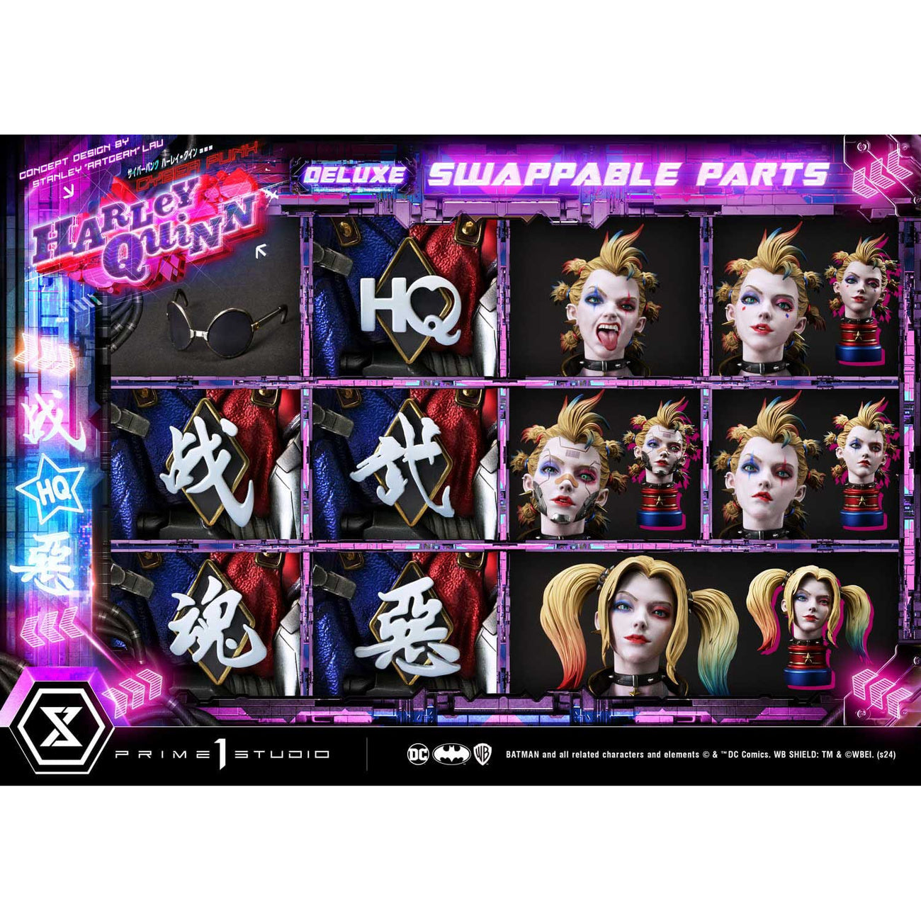 prime-1-batman-harley-quinn-cyberpunk-statue-deluxe-led image 5