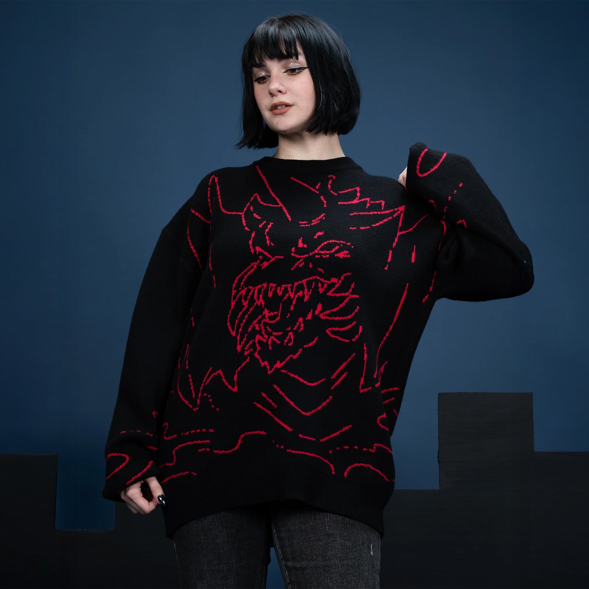 godzilla-destoroyah-sweater-pullover-schwarz-m-l image 8