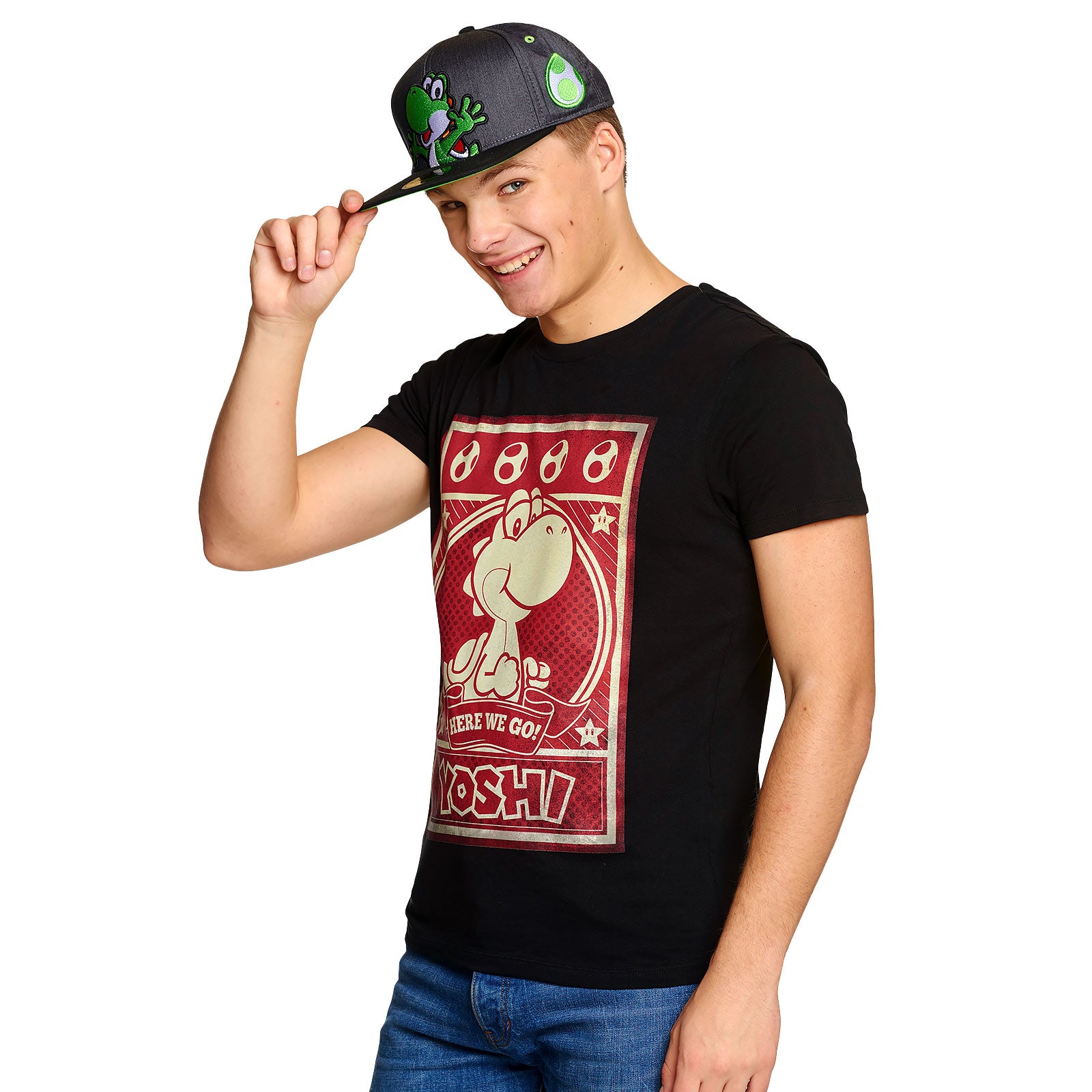 super-mario-yoshi-snapback-cap-grau-gr-n-basecap-verstellbar image 6