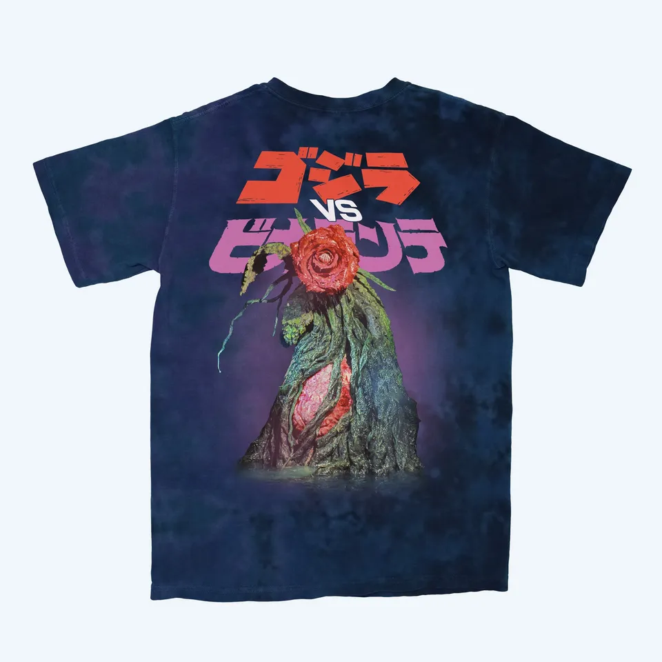 godzilla-vs-biollante-tie-dye-t-shirt-baumwolle-blau image 1