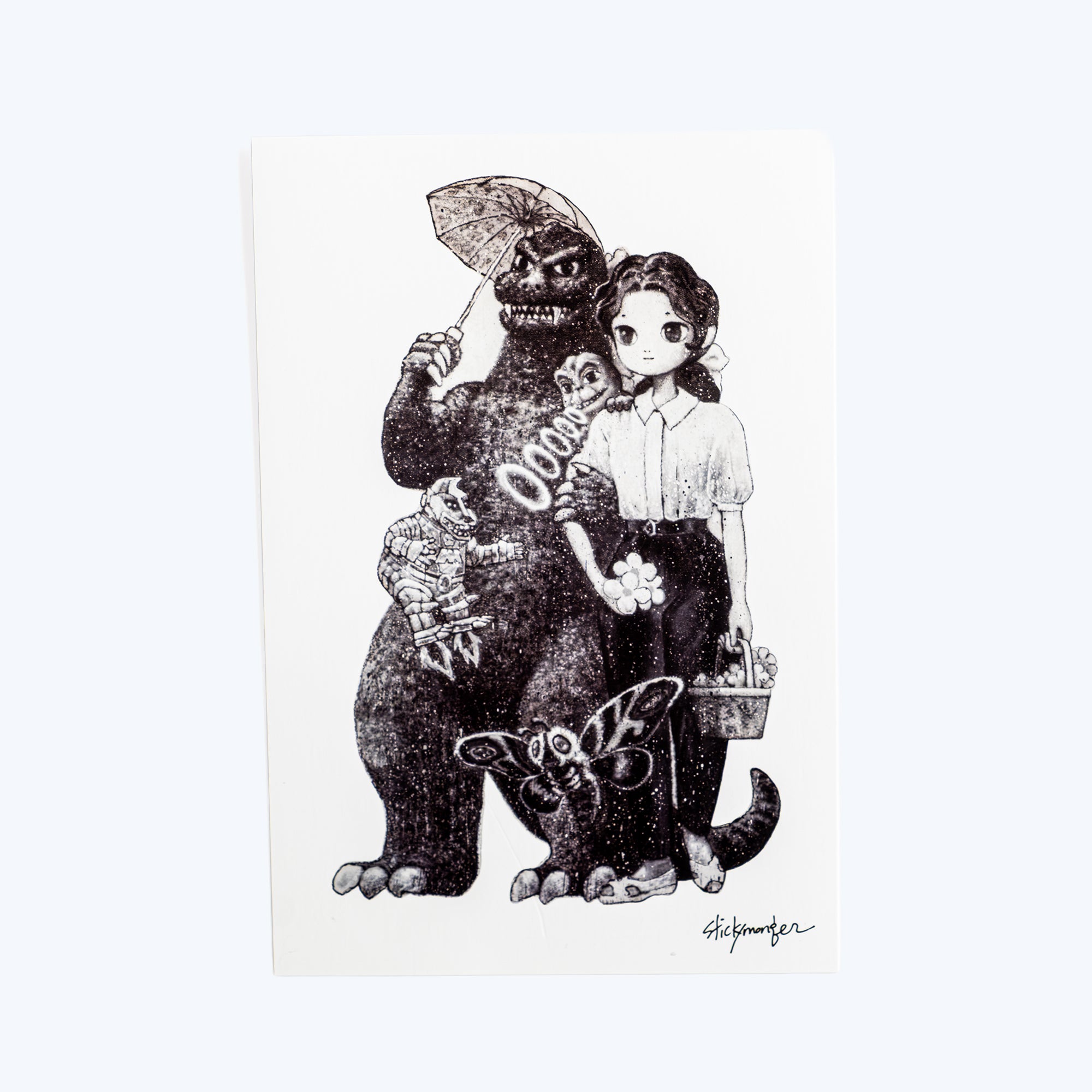 godzilla-home-games-stickymonger-art-postkarte-papier image 1