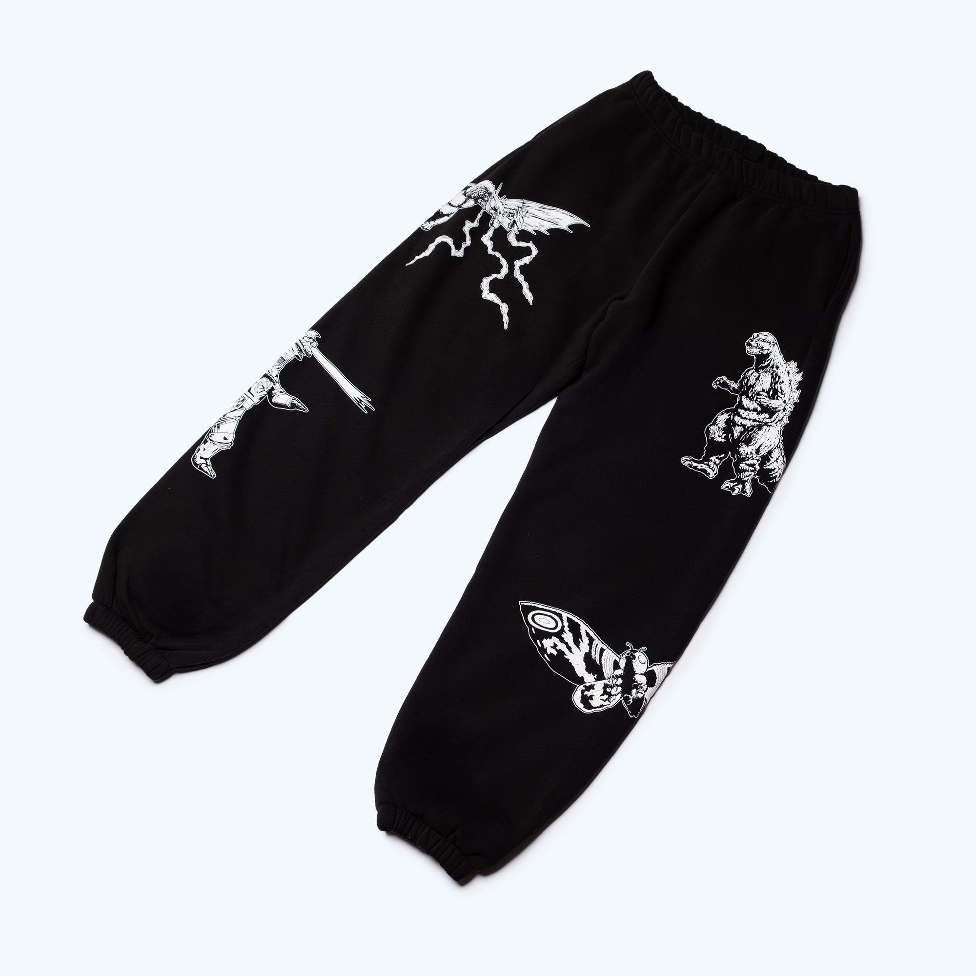 godzilla-kaiju-print-sweatpants-jogginghose-schwarz-baumwolle image 7