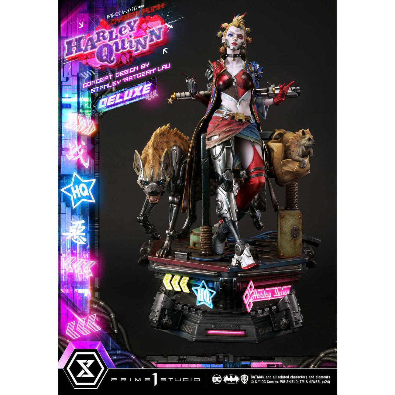 prime-1-batman-harley-quinn-cyberpunk-statue-deluxe-led image 7