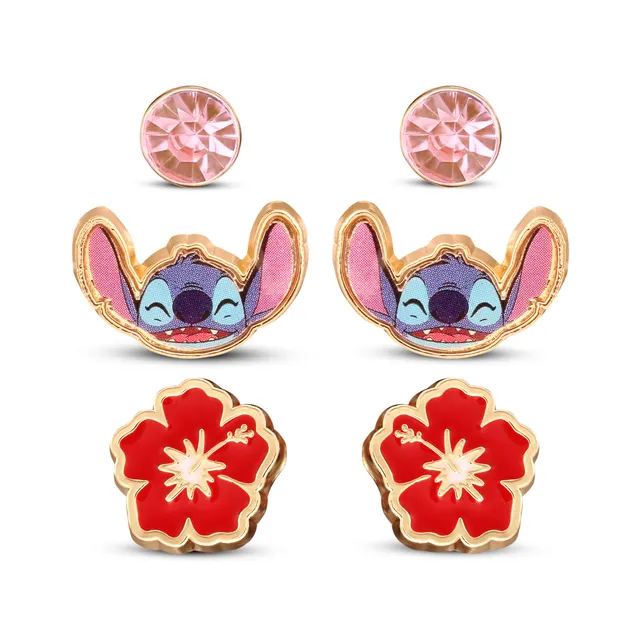 lilo-stitch-ohrstecker-3er-set-ohrringe-stitch-hibiskus image 1