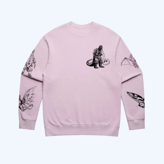 godzilla-kaiju-print-sweatshirt-hellrosa-baumwolle-gr-s-2xl image 1