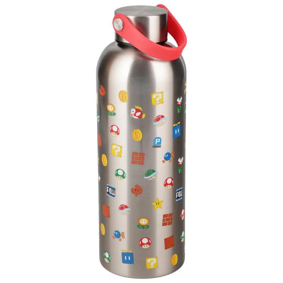 elbenwald-super-mario-metall-trinkflasche-mit-trageschlaufe image 1