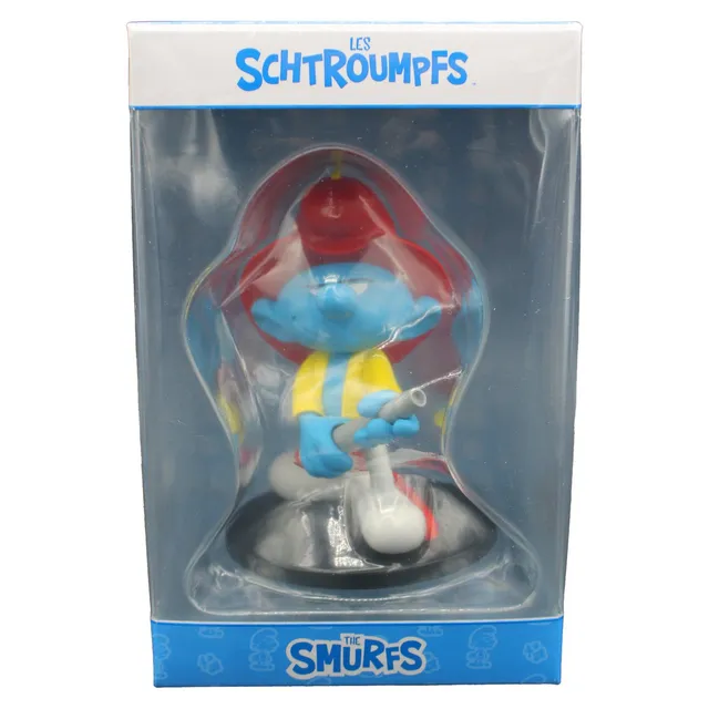 elbenwald-die-schl-mpfe-feuerwehrmann-schlumpf-statue-12-cm-resin image 1