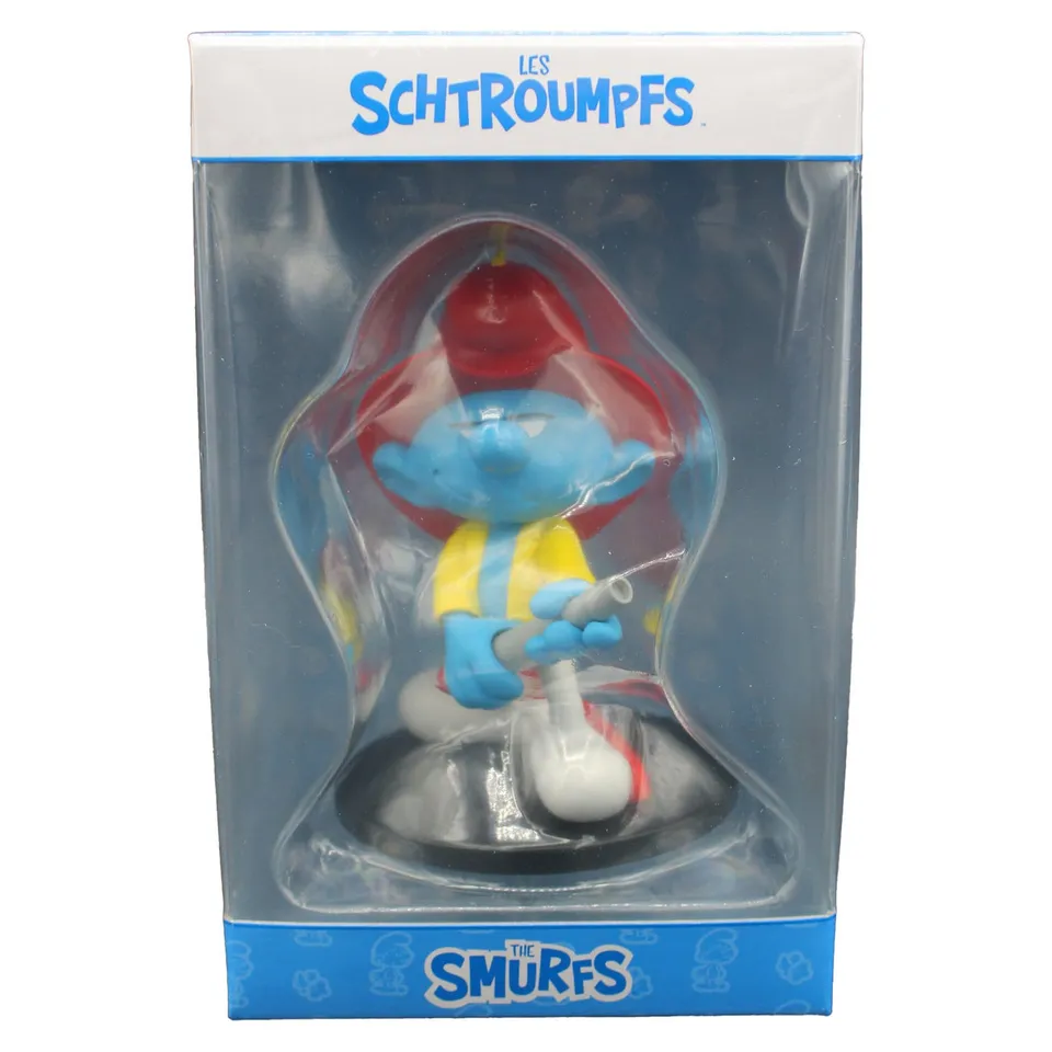 elbenwald-die-schl-mpfe-feuerwehrmann-schlumpf-statue-12-cm-resin image 1