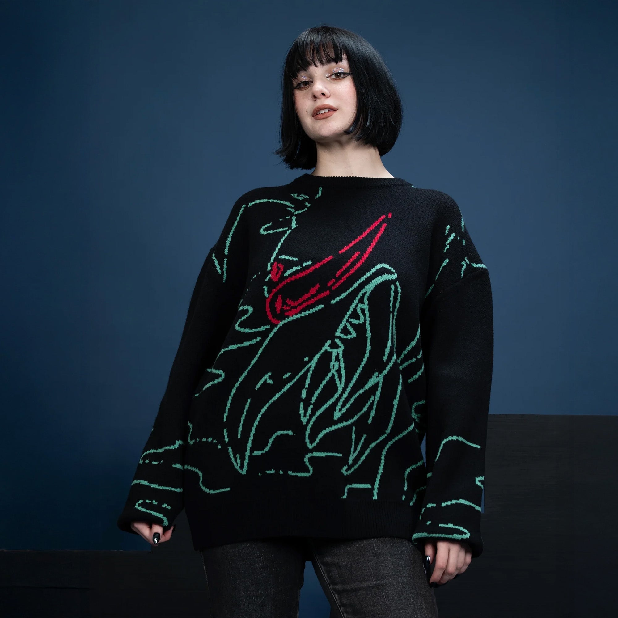 gigan-sweater-strickpullover-schwarz-line-art-steady-hands image 3