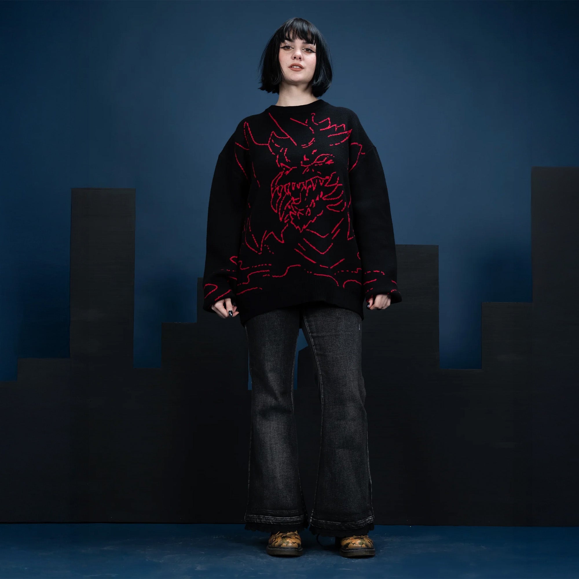 godzilla-destoroyah-sweater-pullover-schwarz-m-l image 7