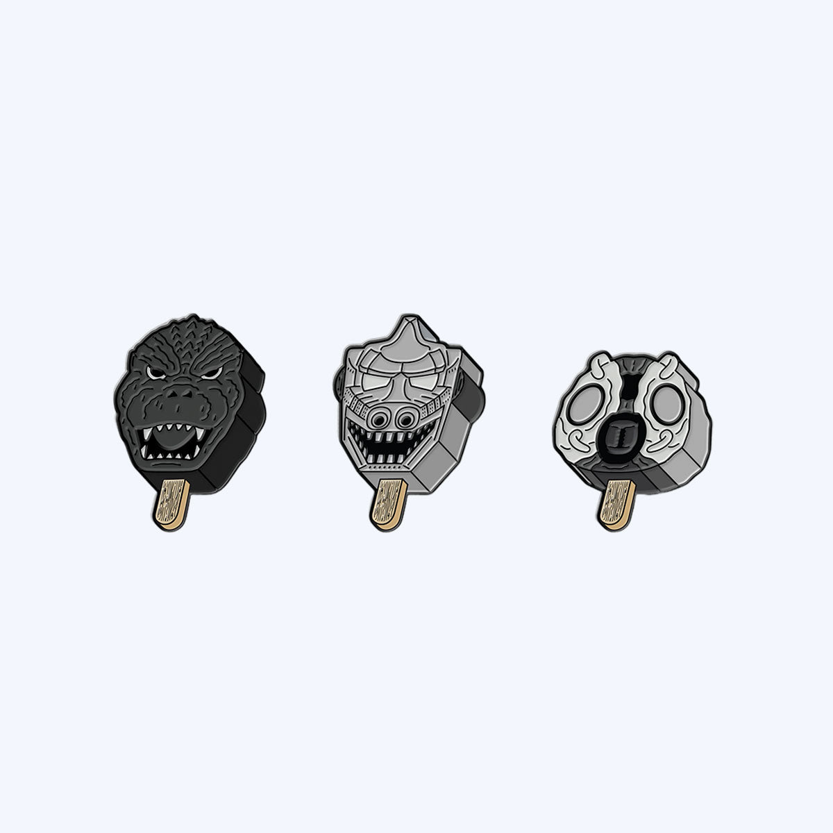 godzilla-x-frozen-culture-pin-set-emaille-schwarz-wei-3er image 1