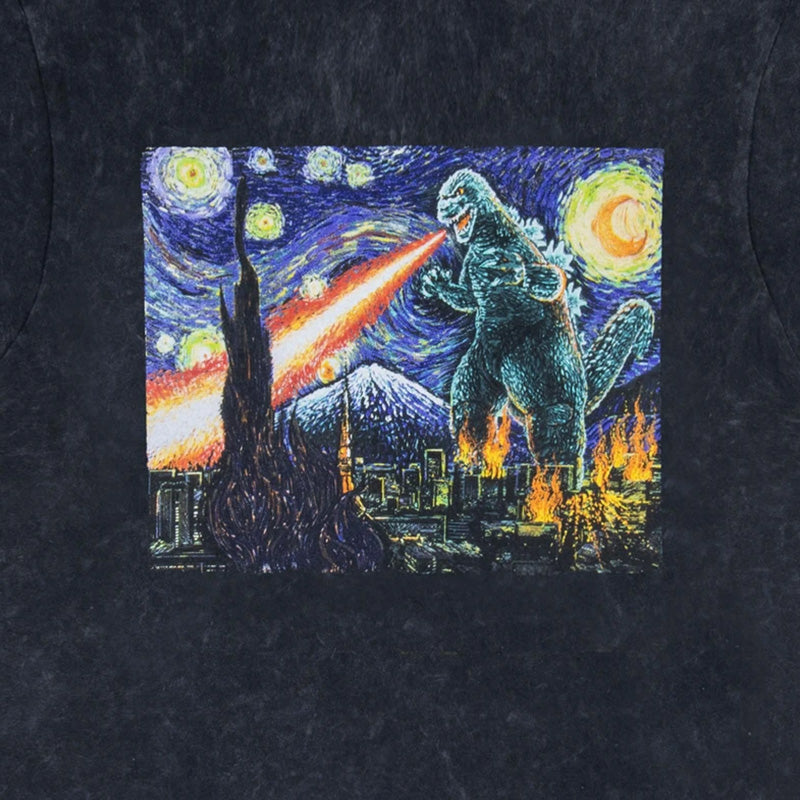 godzilla-abstract-t-shirt-schwarz-baumwolle-mineral-wash image 2