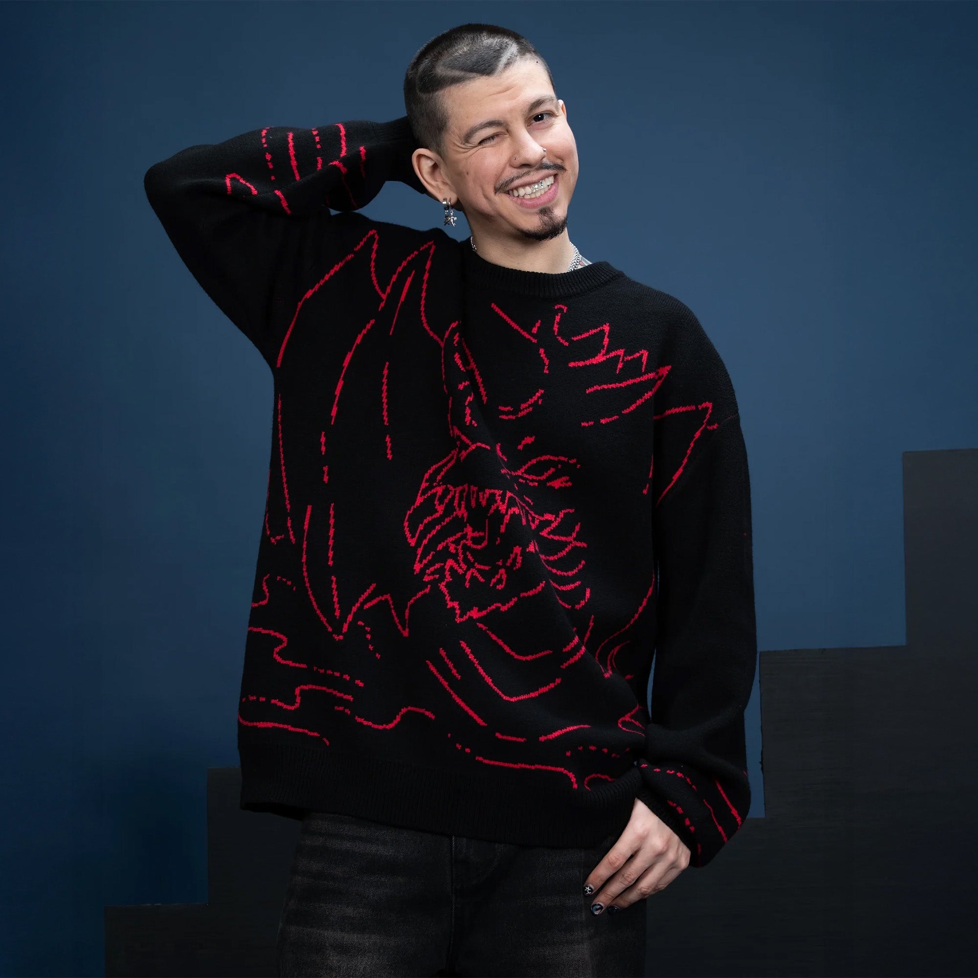 godzilla-destoroyah-sweater-pullover-schwarz-m-l image 3