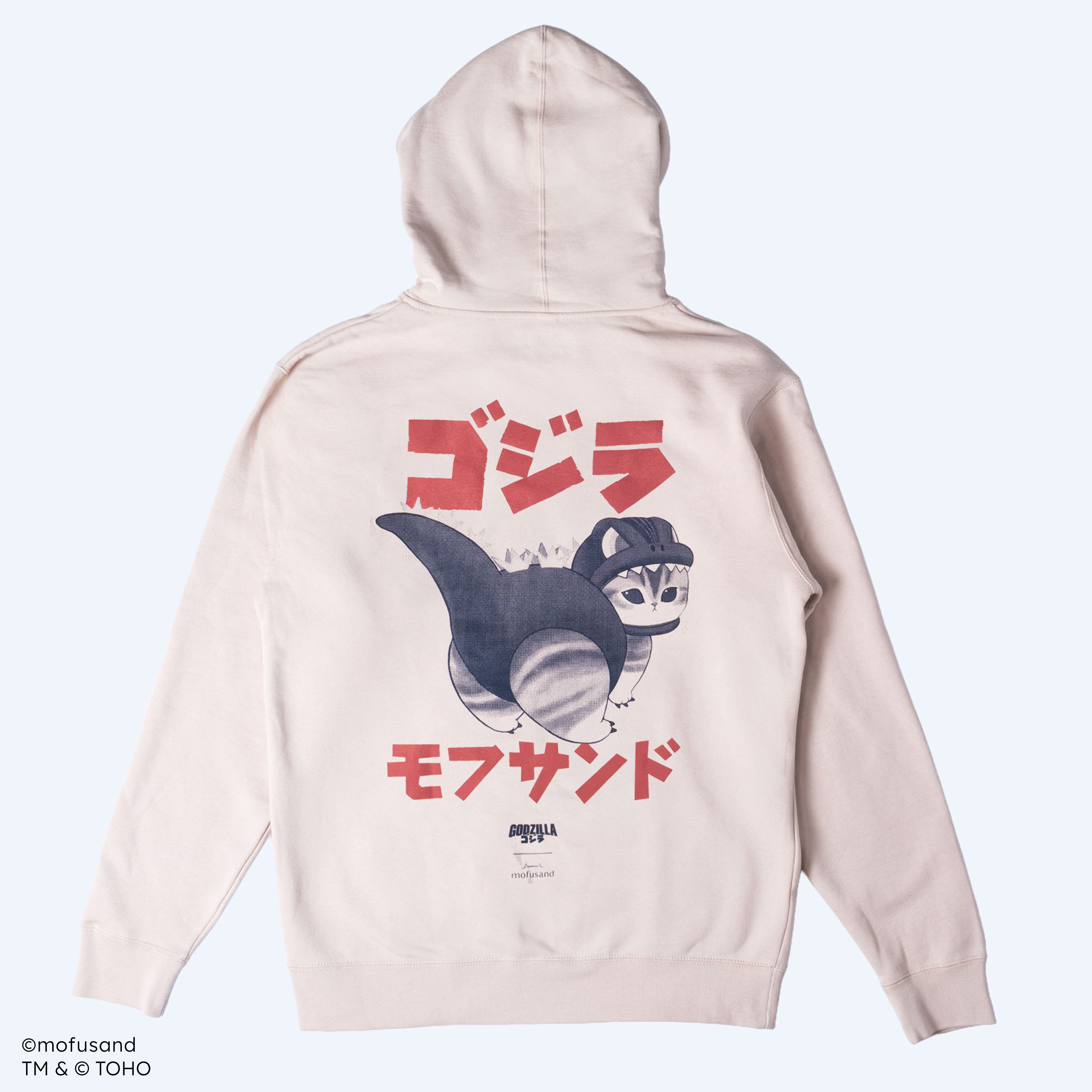godzilla-mofusand-hoodie-creme-stickerei-baumwolle image 2