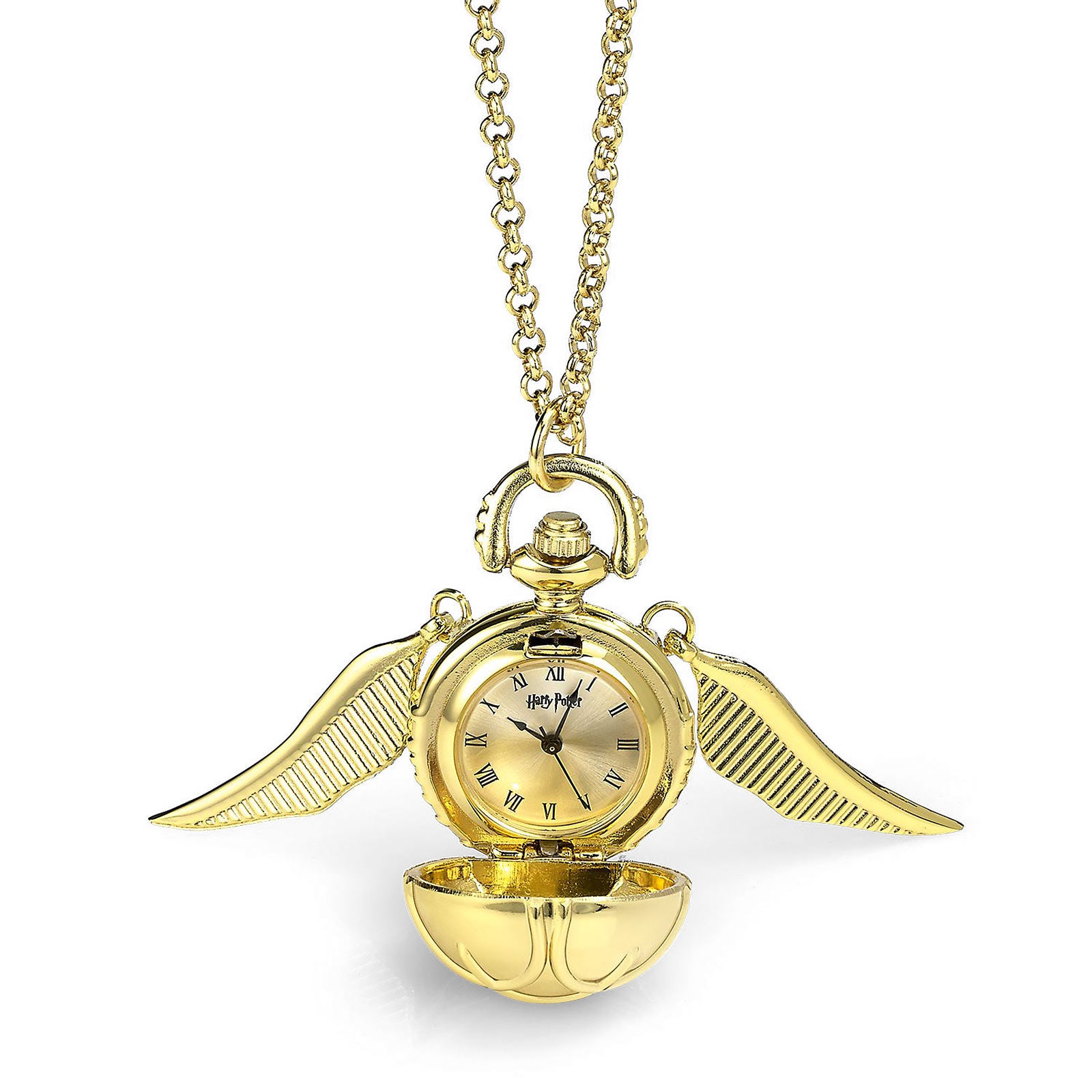 elbenwald-harry-potter-goldener-schnatz-kette-uhr-66-cm image 1