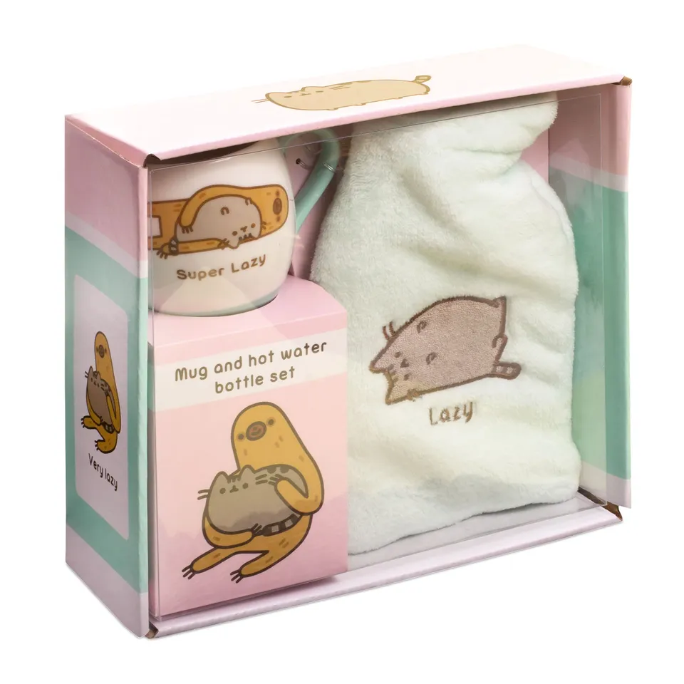 pusheen-lazy-w-rmflasche-mit-tasse-im-set image 1