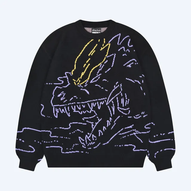 godzilla-spacegodzilla-sweater-pullover-schwarz-kristall-design image 1