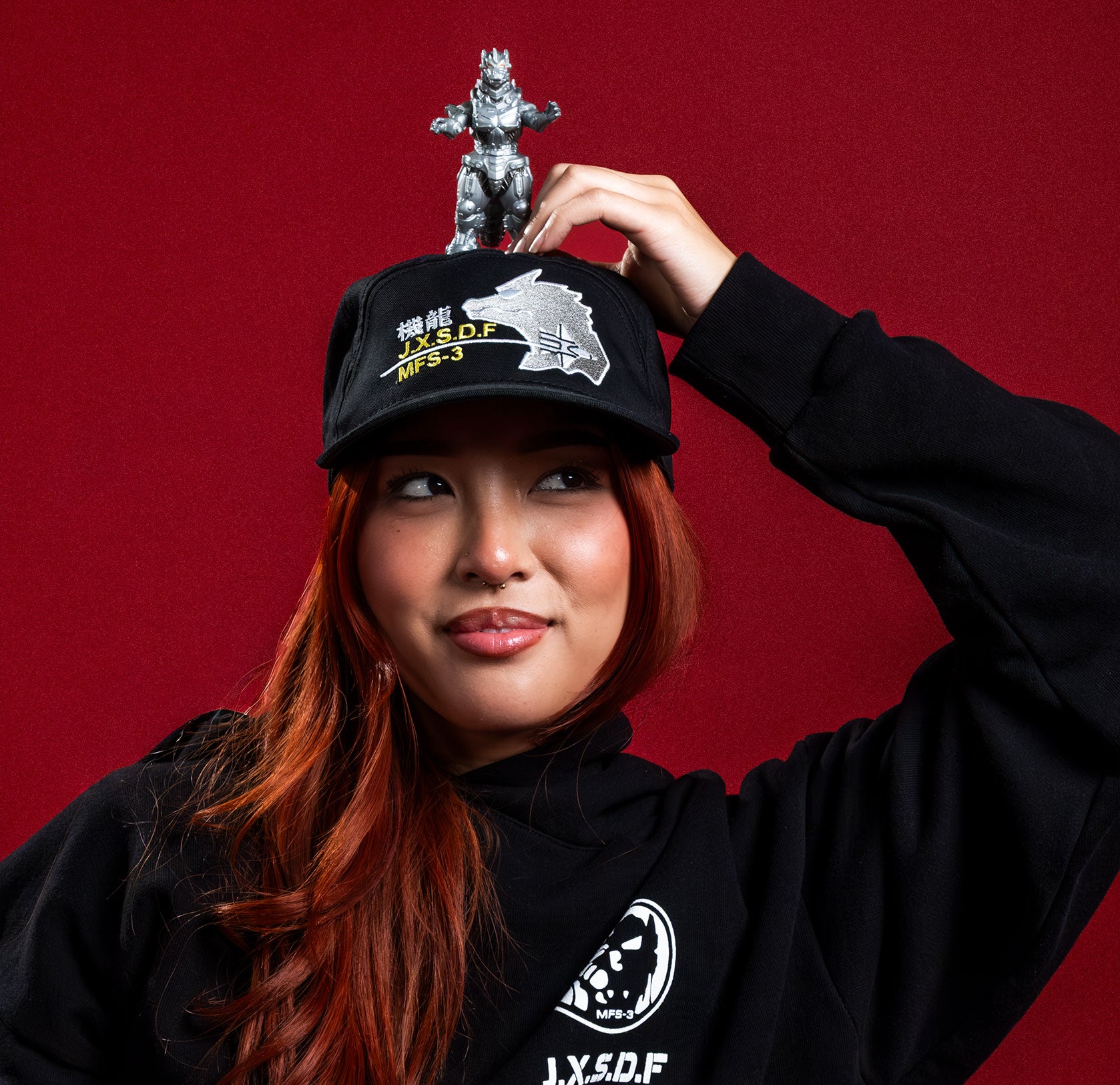 godzilla-jxsdf-kiryu-snapback-cap-schwarz-baumwolle image 3