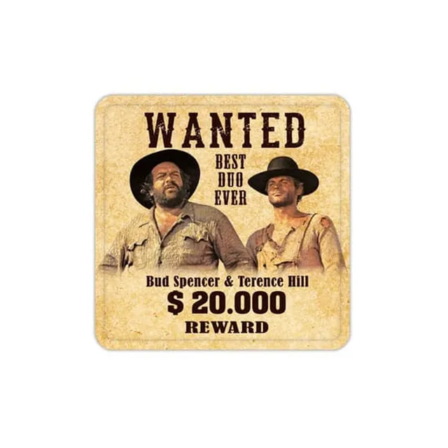 bud-spencer-terence-hill-wanted-bierdeckel-blech-10er image 1