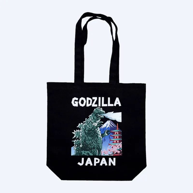 godzilla-apparel-black-tote-bag-tasche-schwarz-baumwolle image 1