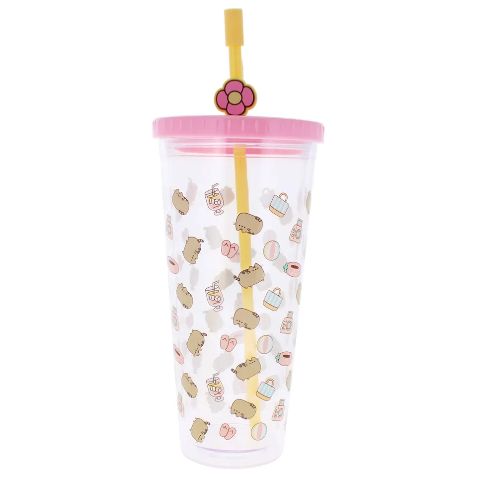 pusheen-becher-mit-strohhalm-700-ml-katze image 1