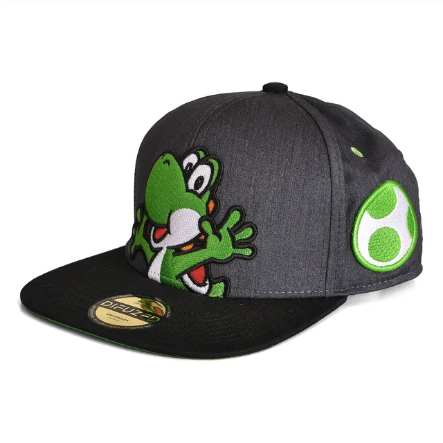 super-mario-yoshi-snapback-cap-grau-gr-n-basecap-verstellbar image 1