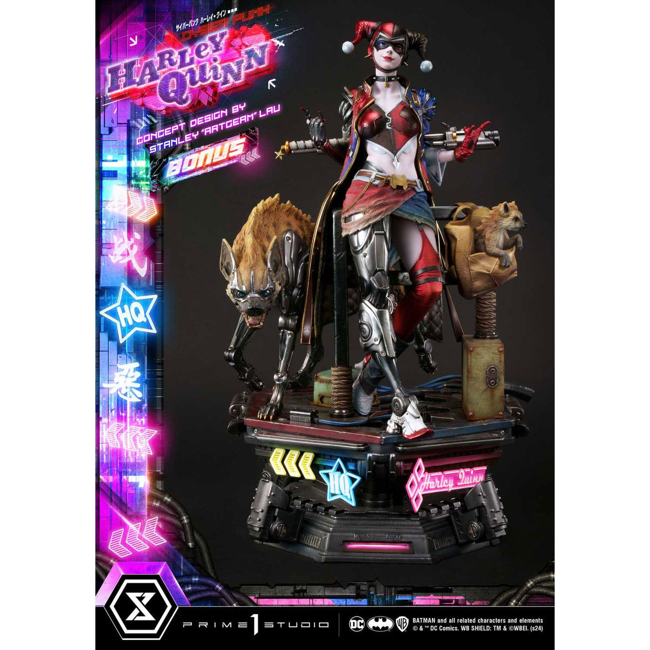 prime-1-batman-harley-quinn-cyberpunk-statue-deluxe-led image 1