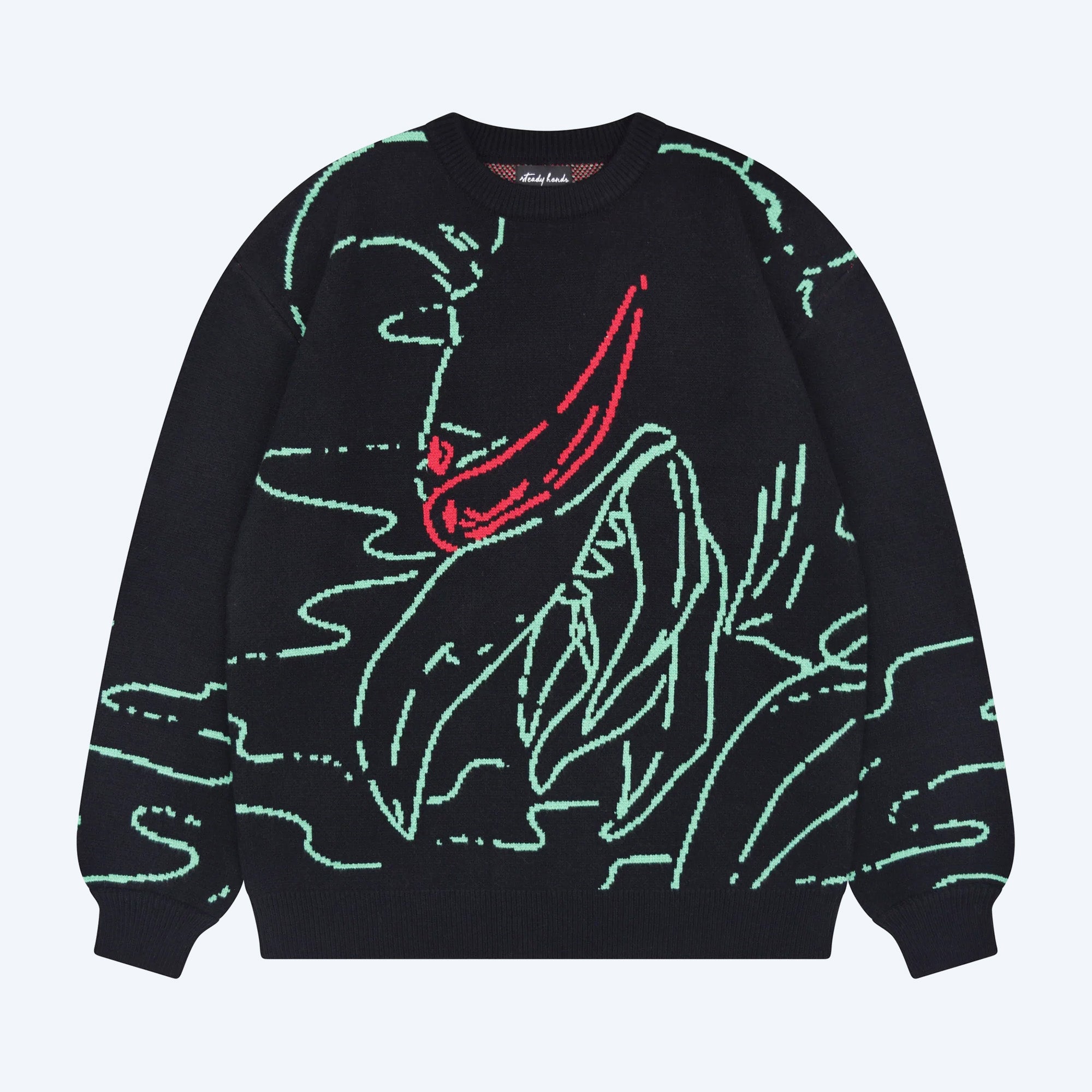 gigan-sweater-strickpullover-schwarz-line-art-steady-hands image 1