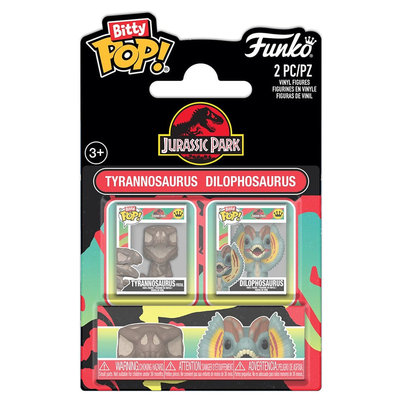 funko-bitty-pop-jurassic-park-2er-pack-figuren-t-rex-dilophosaurus image 1