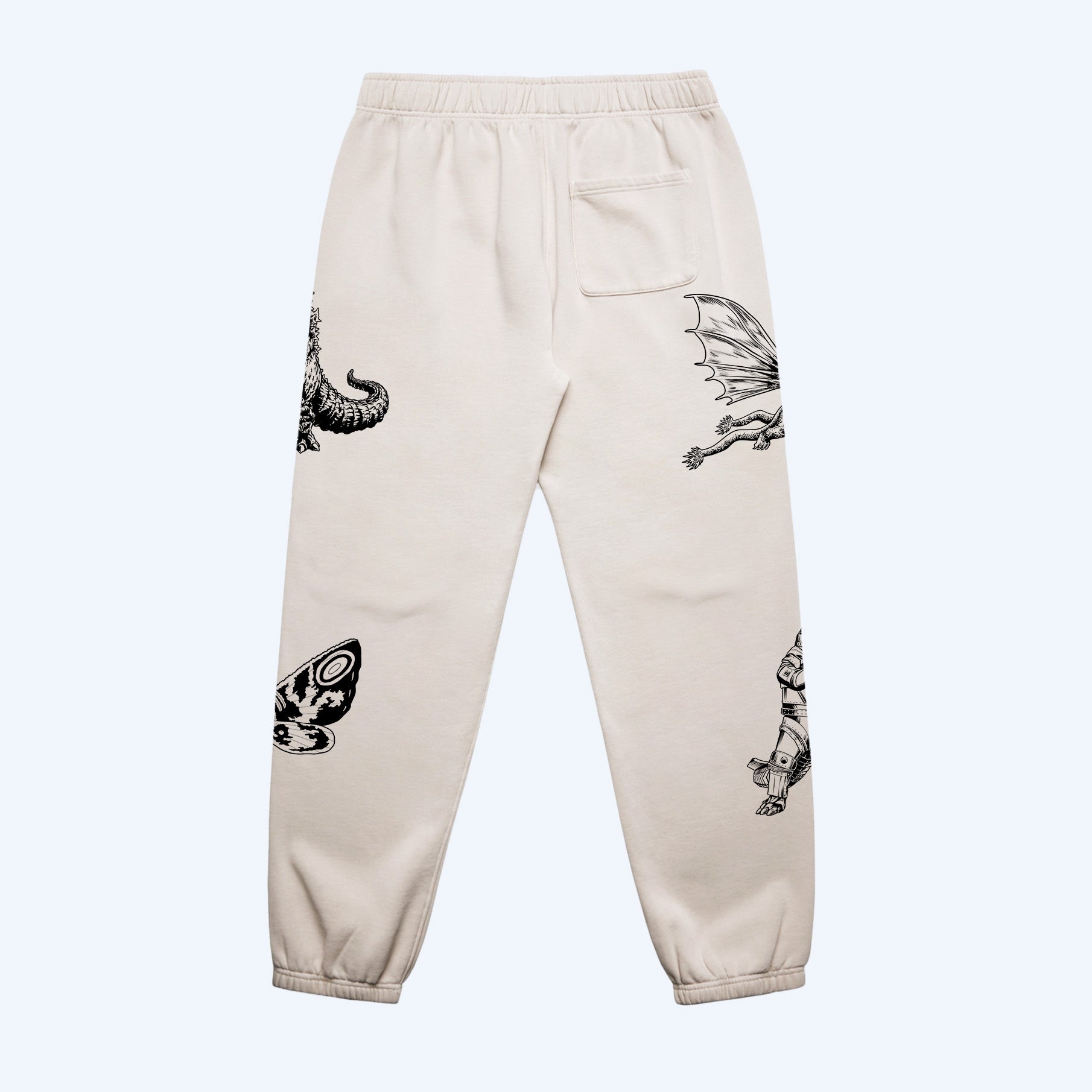 godzilla-kaiju-print-sweatpants-jogginghose-creme image 7