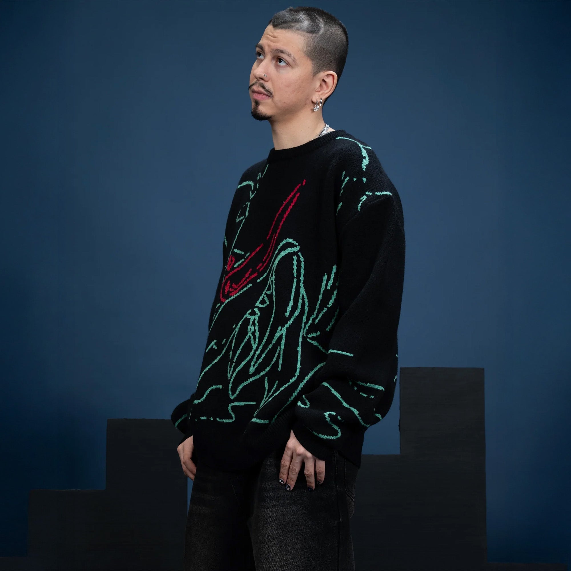 gigan-sweater-strickpullover-schwarz-line-art-steady-hands image 7