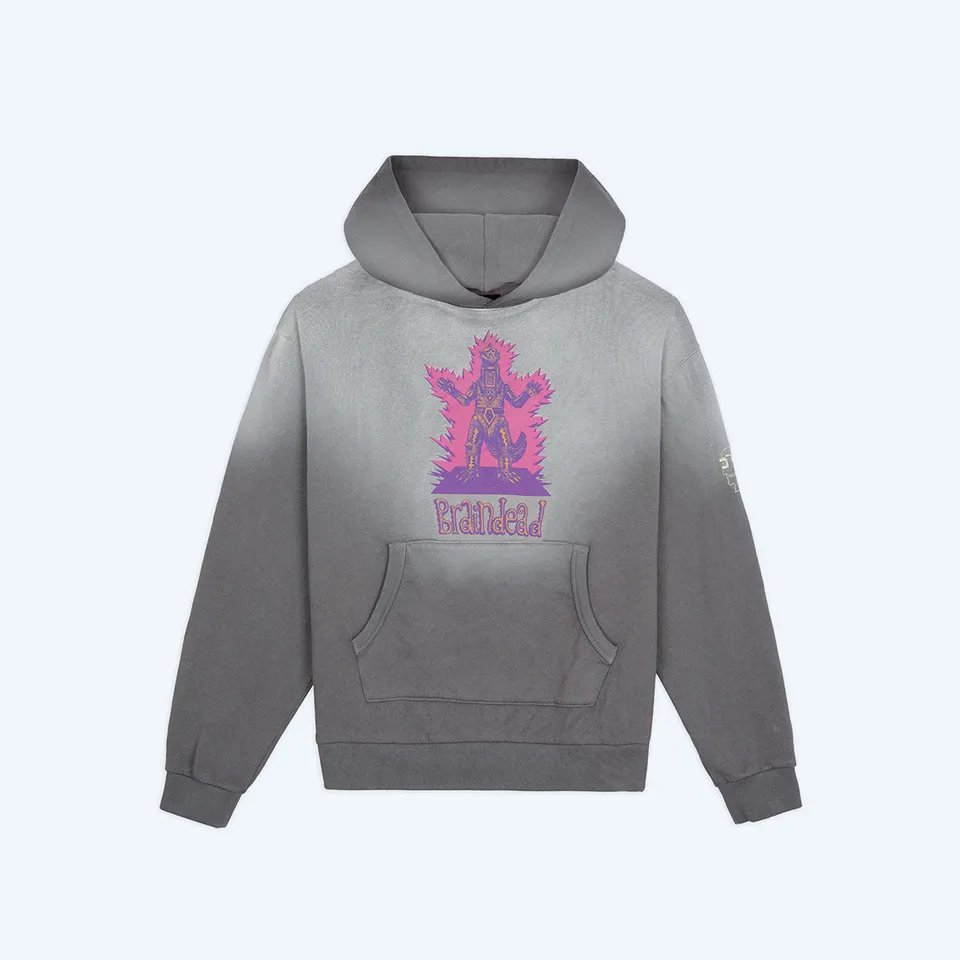 brain-dead-x-godzilla-vintage-wash-hoodie-mechagodzilla-baumwolle image 1