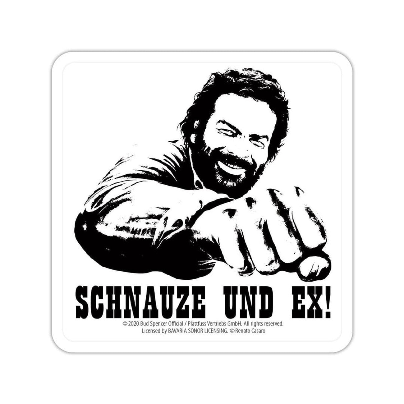 bud-spencer-schnauze-und-ex-bierdeckel-blech-10x10-cm image 1