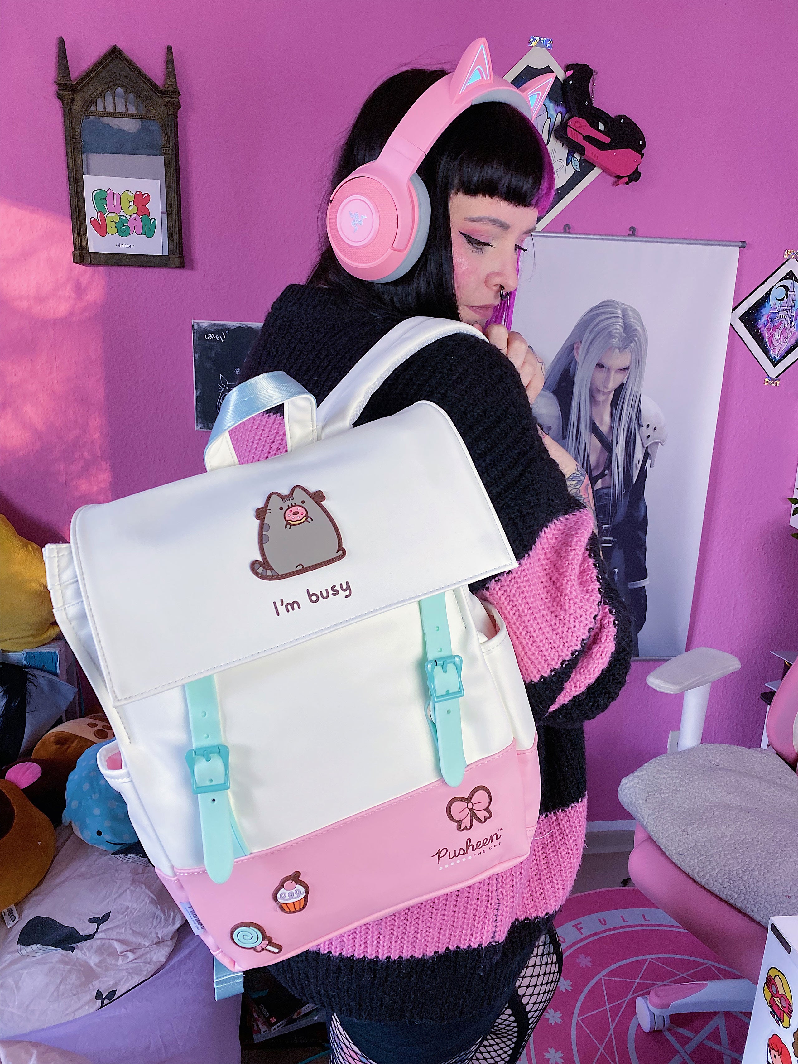 pusheen-i-m-busy-rucksack-katzen-backpack-mit-print image 2