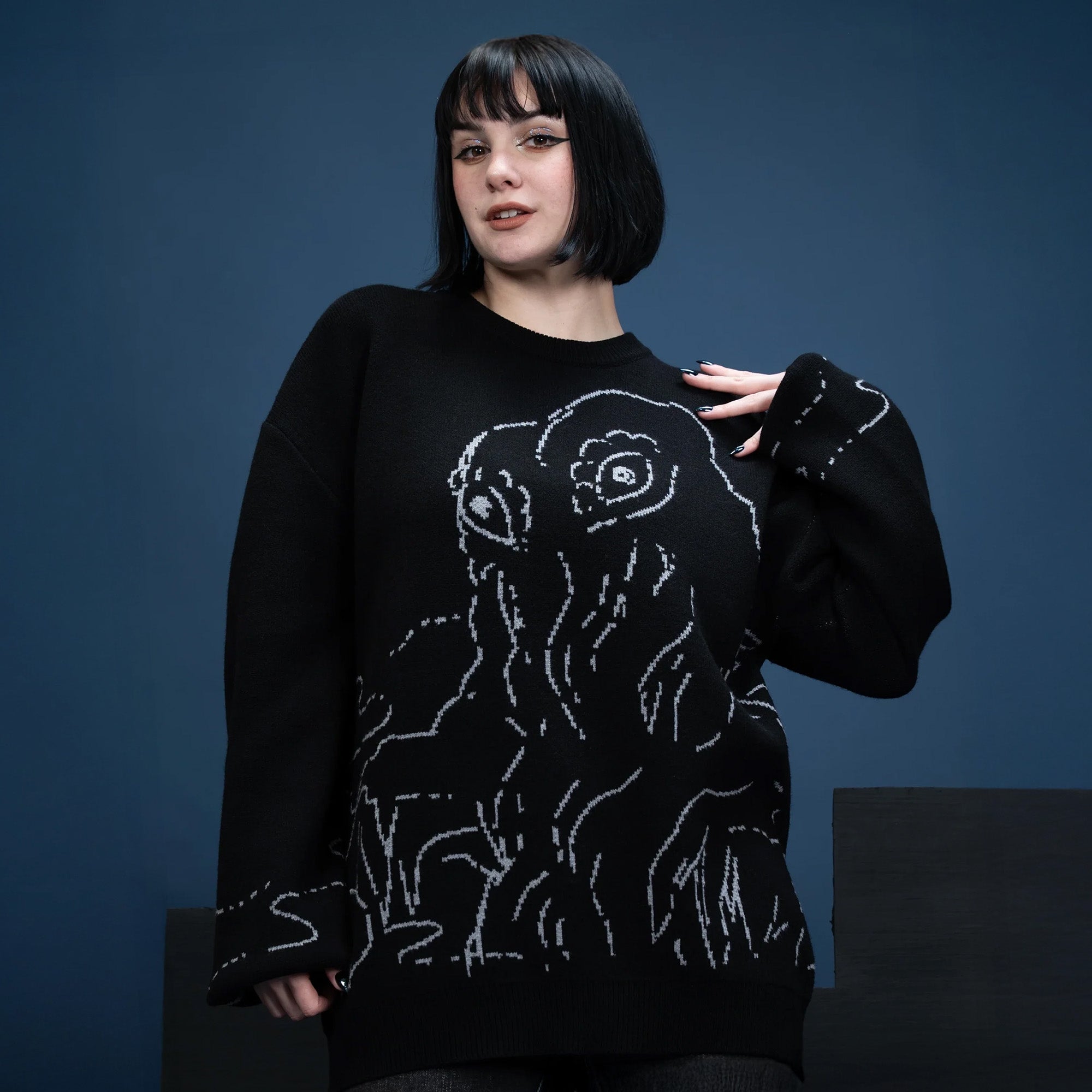 godzilla-hedorah-sweater-schwarz-strickpullover image 7