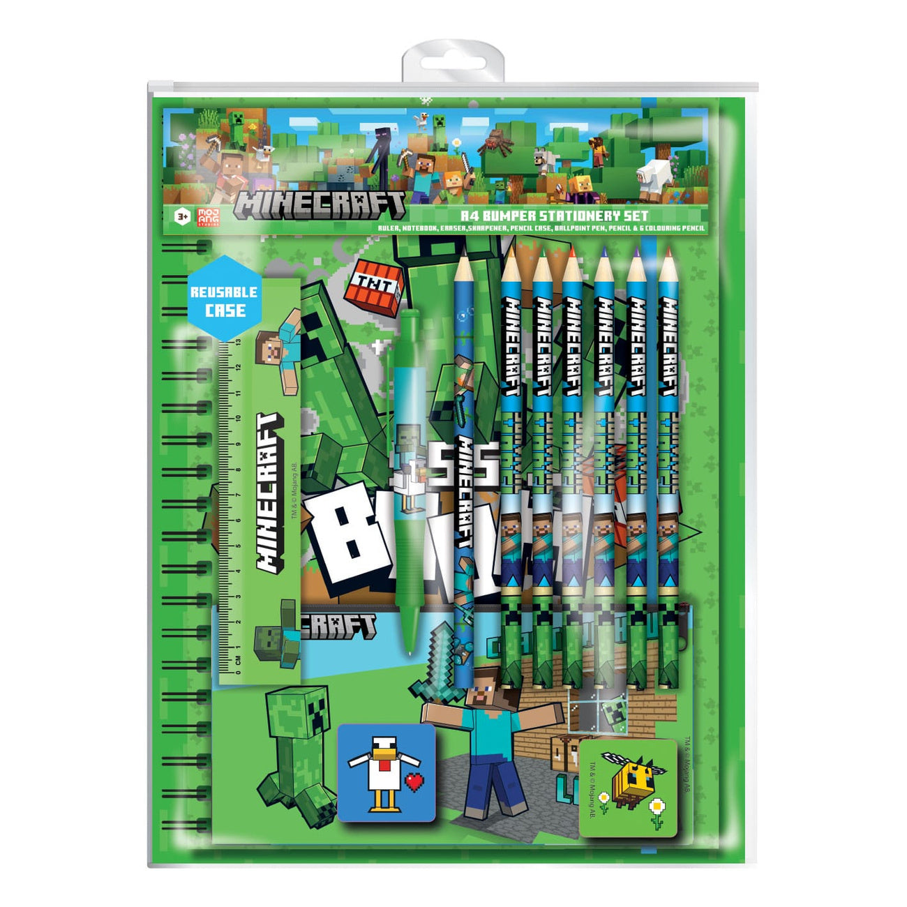 minecraft-schreibset-12-teilig-a4-bumper-pixel-design image 1