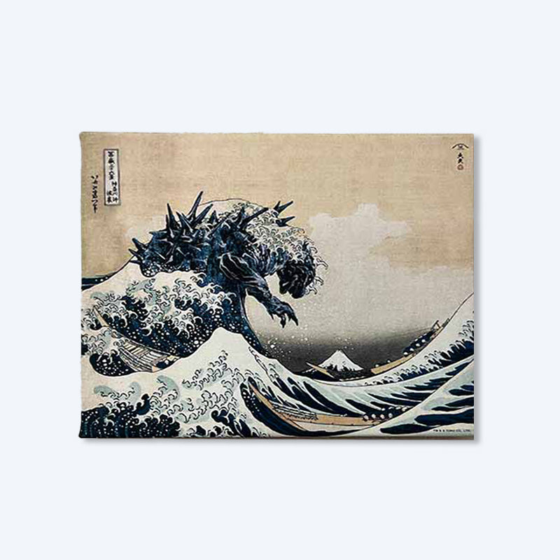 godzilla-ukiyo-e-gro-e-welle-stoffbild-klein-minus-one image 1