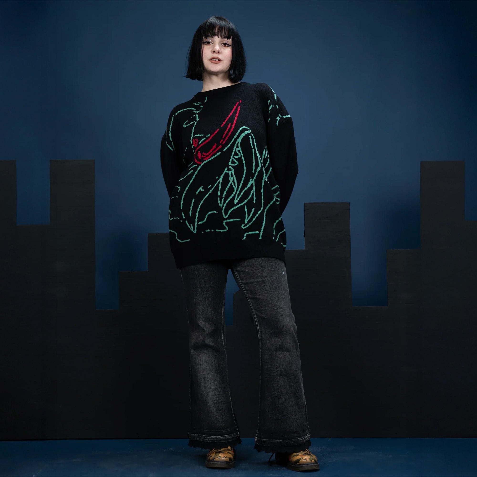gigan-sweater-strickpullover-schwarz-line-art-steady-hands image 4
